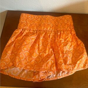 Free People Movement Vibrant Orange Patterned Athletic Shorts Size Medium